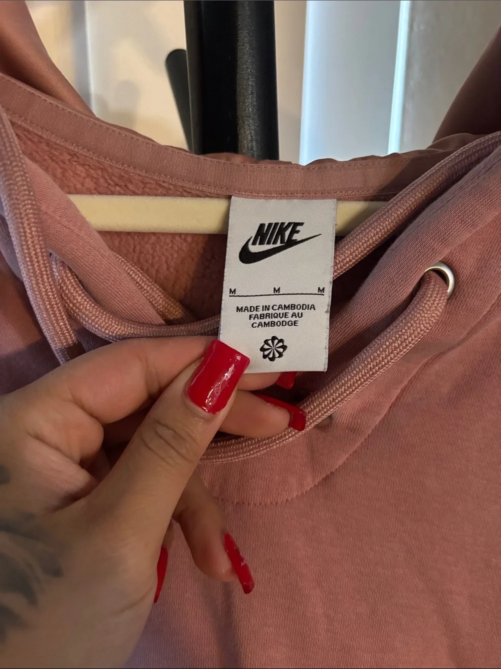 Nike Lace-Up Hoodie Sweatshirt - Dusty Rose